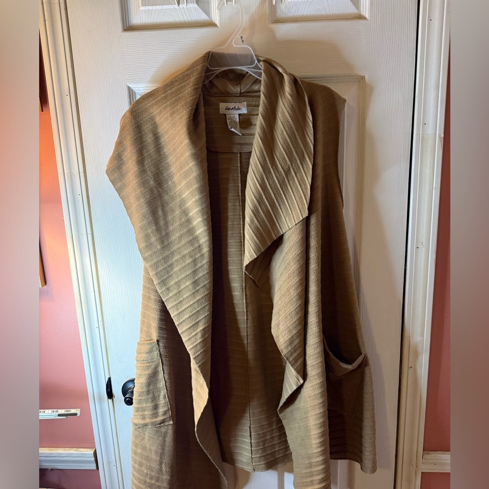(SALE $10) Moda Women's Open-Front Draped vest - Camel Brown, xl/xxl